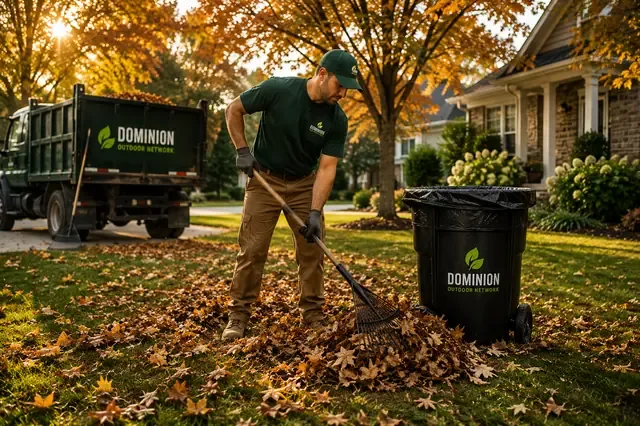 Dominion crew performing seasonal yard cleanup
