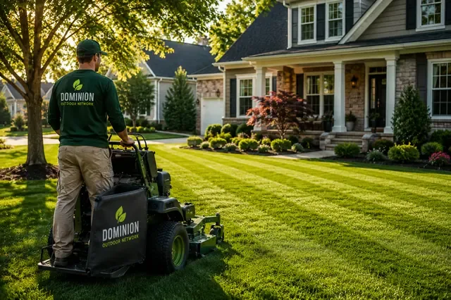 Freshly mowed lawn by a Dominion professional