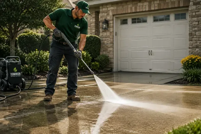 Pressure washing driveway and hard surfaces